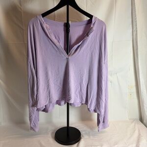 Halara Lavender Split-Neck Relaxed Long Sleeve Top – Women’s XL